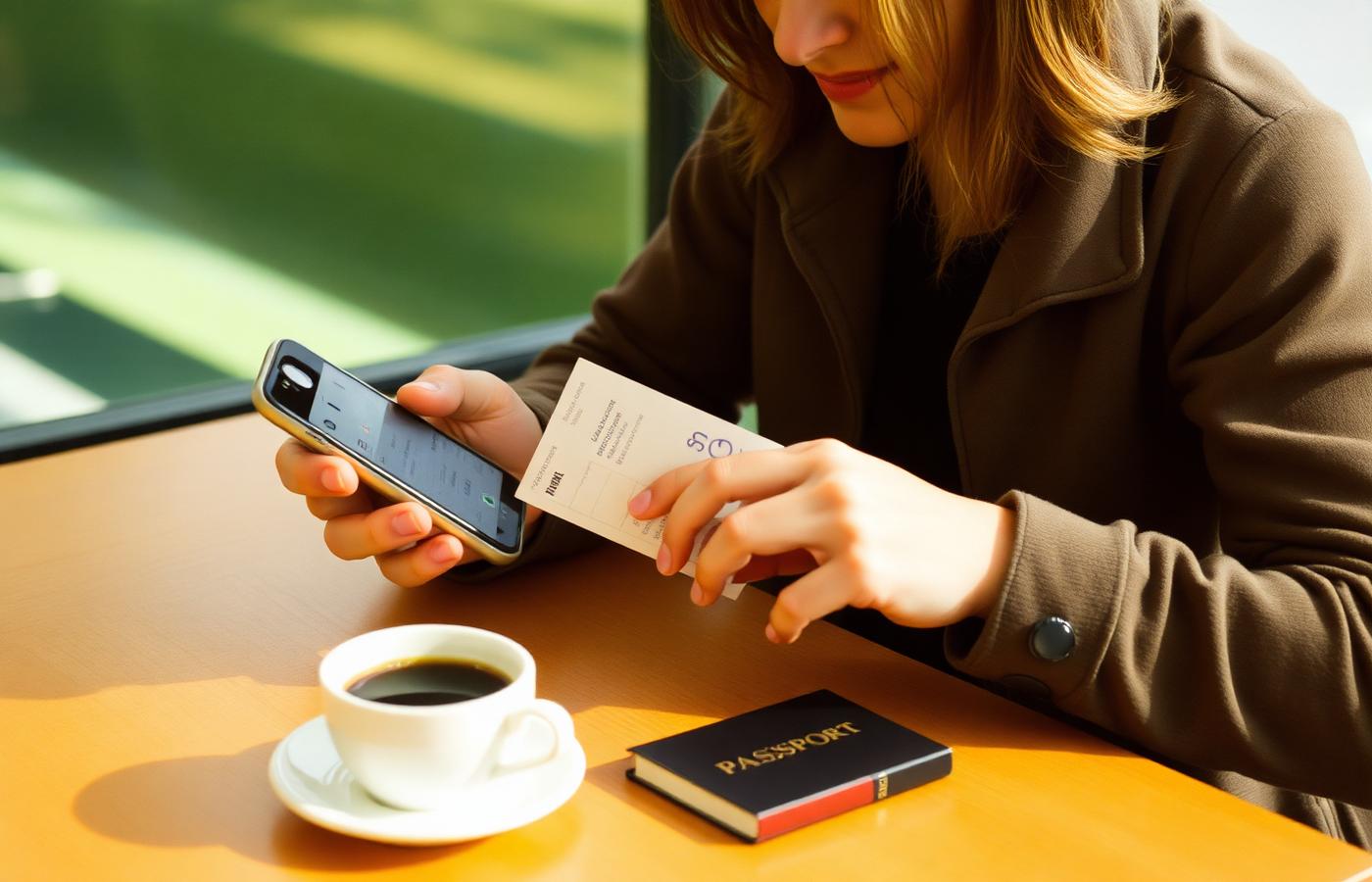Planning a trip with a phone and a paper ticket