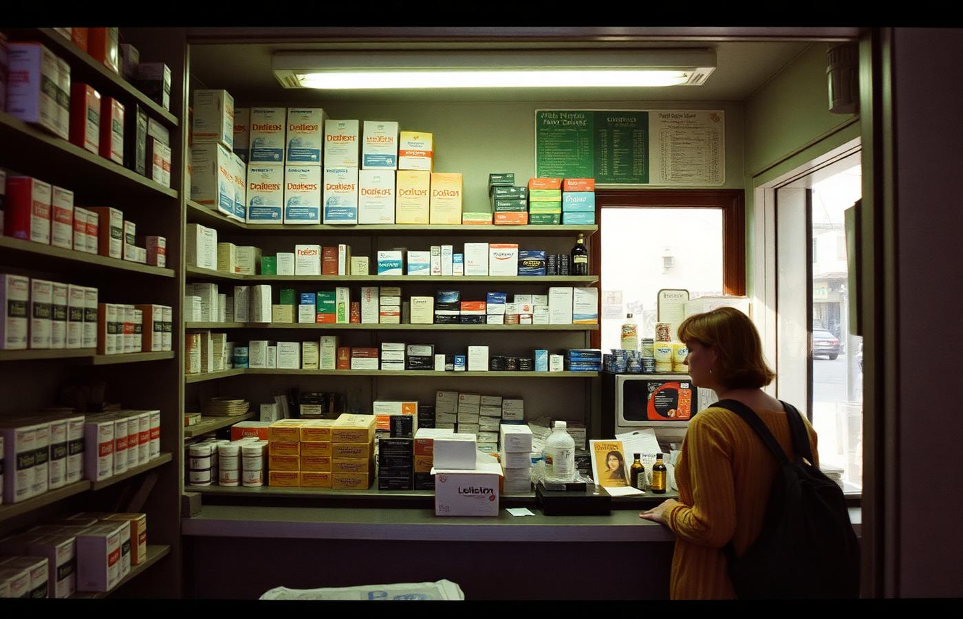 Small pharmacy counter in a foreign town